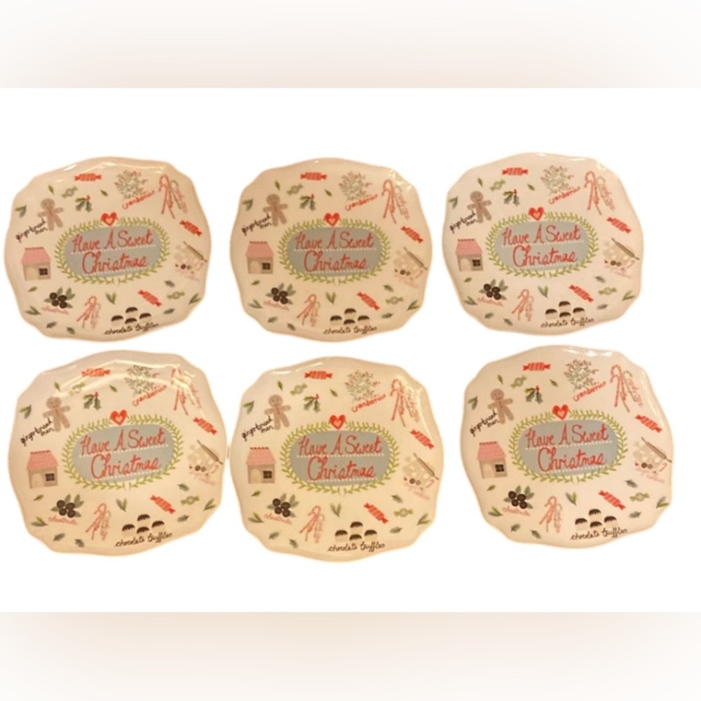 Melamine Christmas Plates Desserts Lot of 6